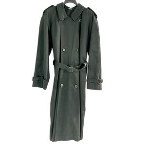 Stafford Double Breasted Trench Overcoat - Black Belted Size 44 Long NWOT